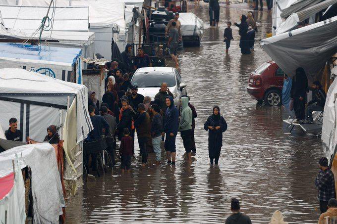 Three Palestinians killed by Israeli fire in Gaza; rain floods tents of displaced people