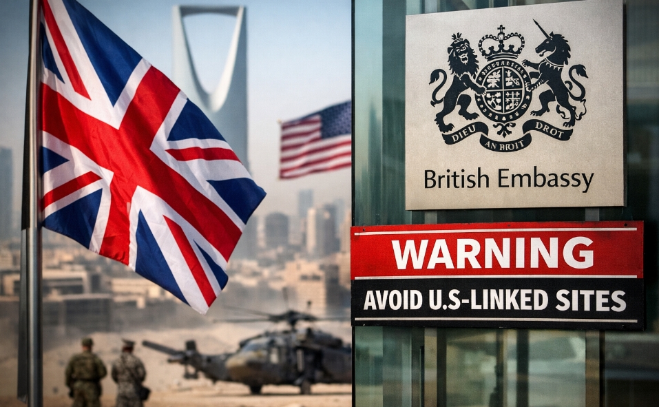The British embassy in Saudi Arabia warns against companies and facilities linked to the US