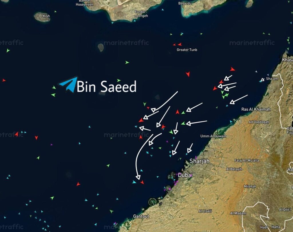 Following warnings from the Iranian Revolutionary Guard... ships leave UAE ports