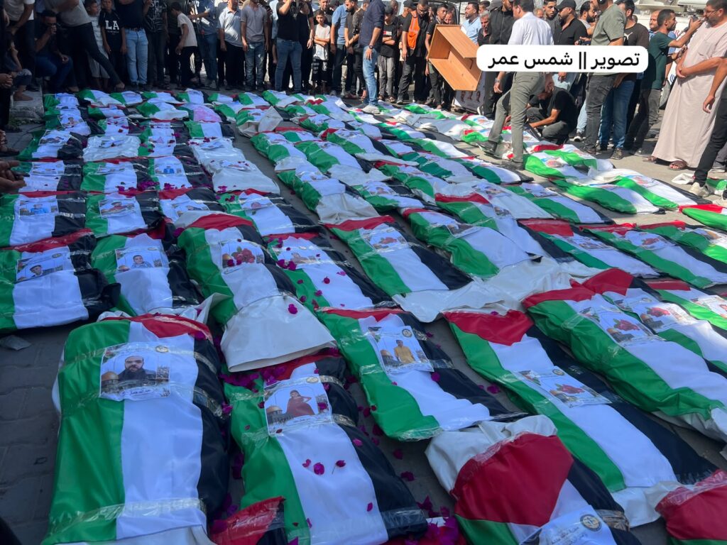 Gaza mourns the funeral of 100 martyrs, their bodies were retrieved from under the rubble